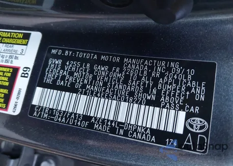 2010 Toyota Matrix S из США, поврежденный, VIN 2T1LE4EE5AC018270